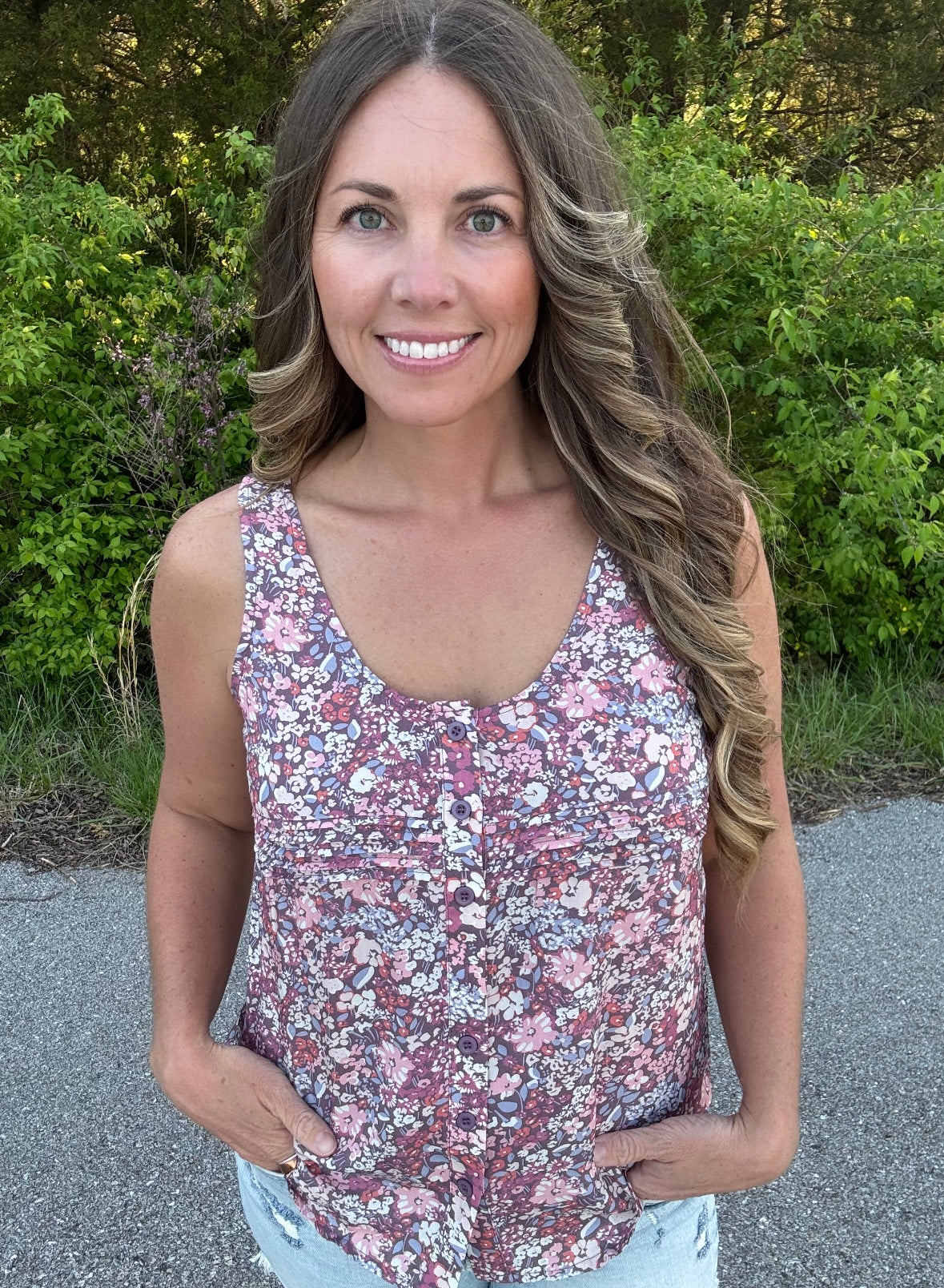 Floral Button Up Tank