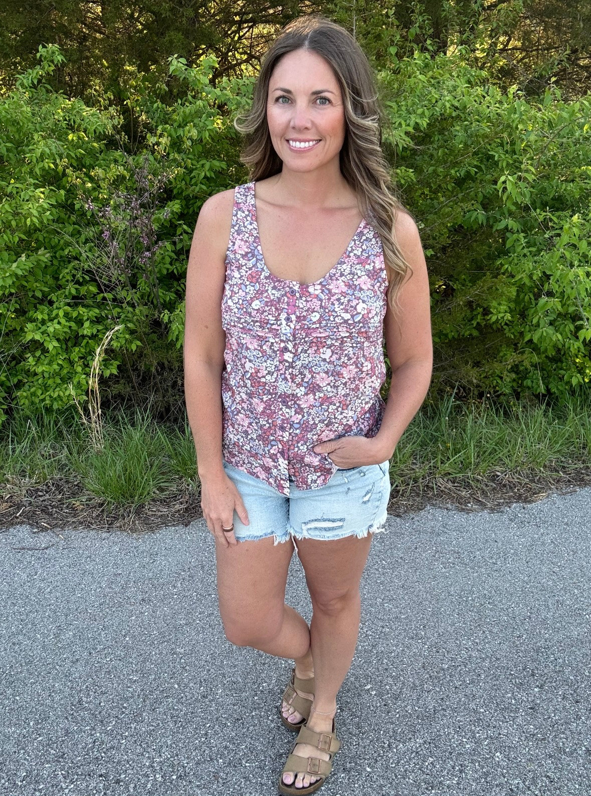 Floral Button Up Tank