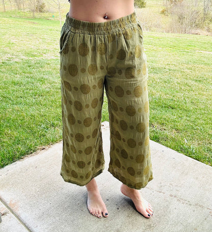 Olive Swiss Dot Pants