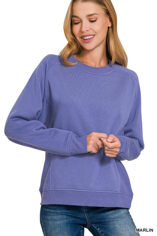 Zenana ribbed sided sweatshirt - multiple colors