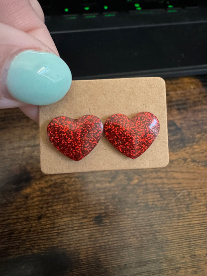 Glitter heart Earring Studs