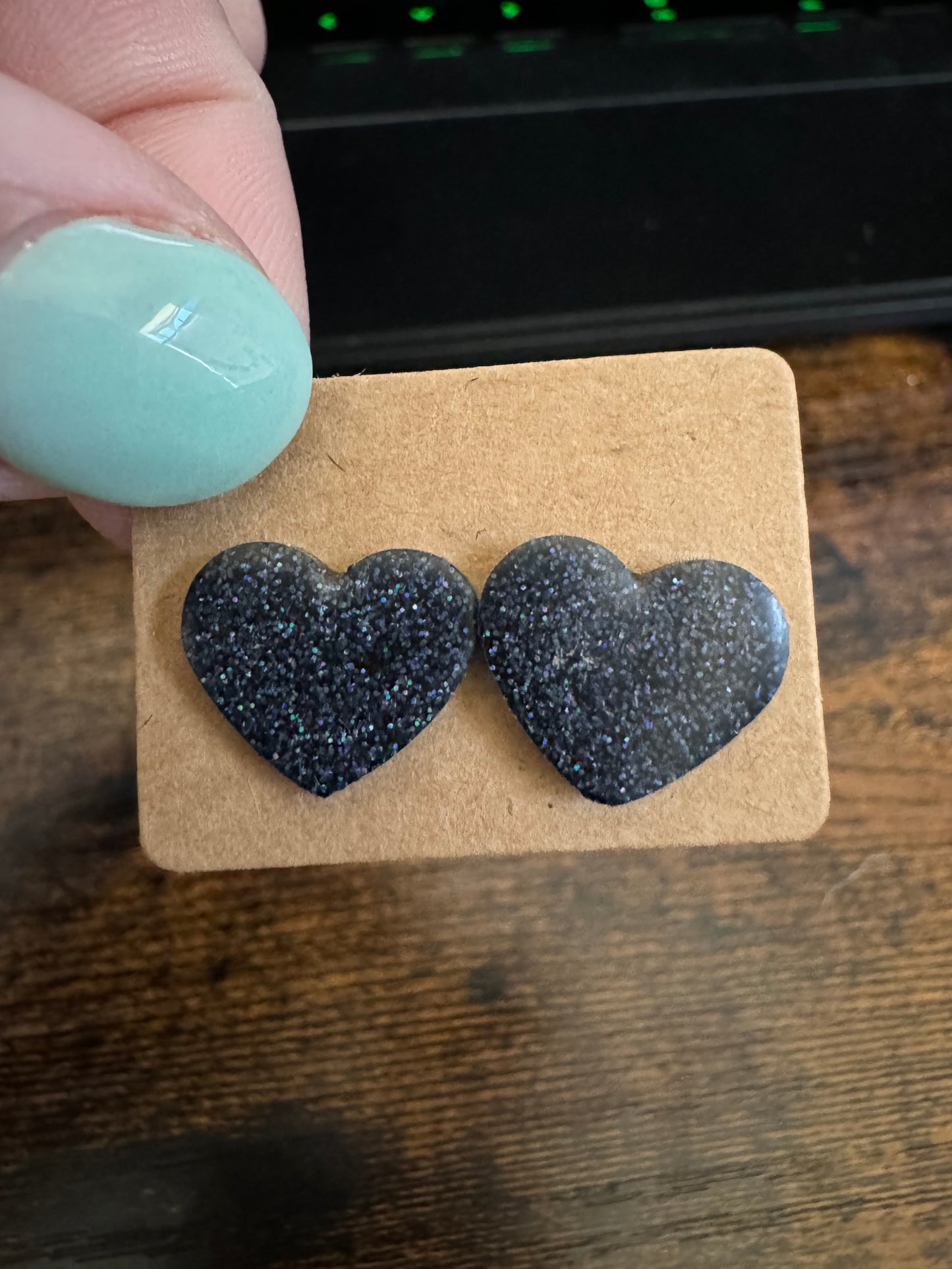 Glitter heart Earring Studs