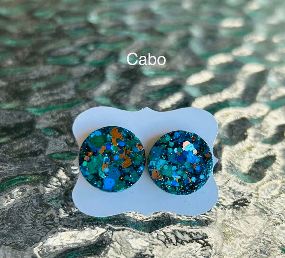 Summer glitter stud earrings