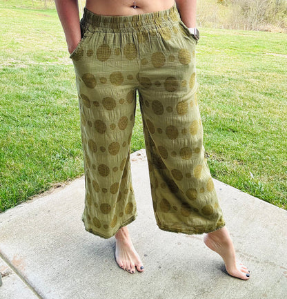 Olive Swiss Dot Pants