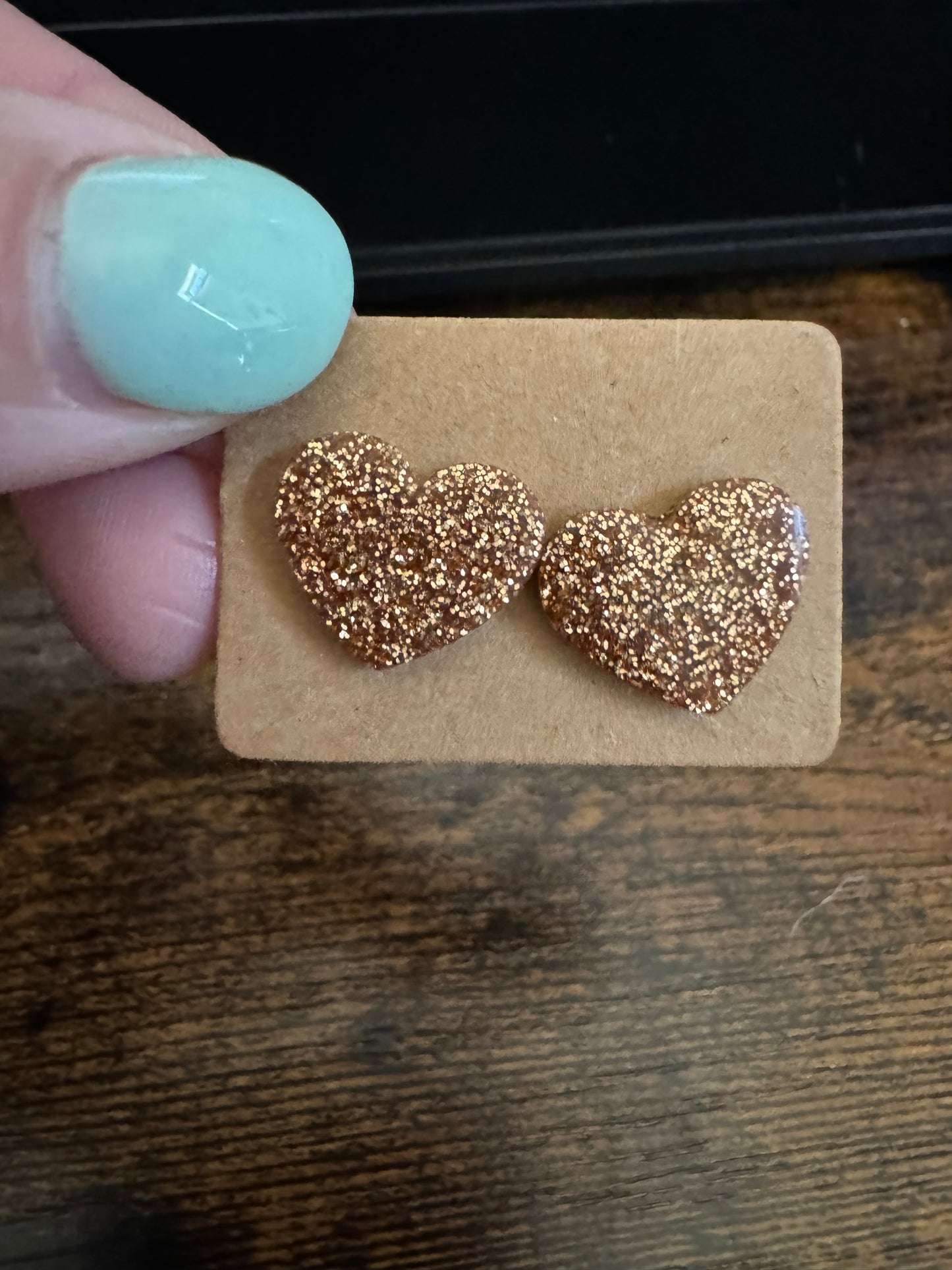 Glitter heart Earring Studs