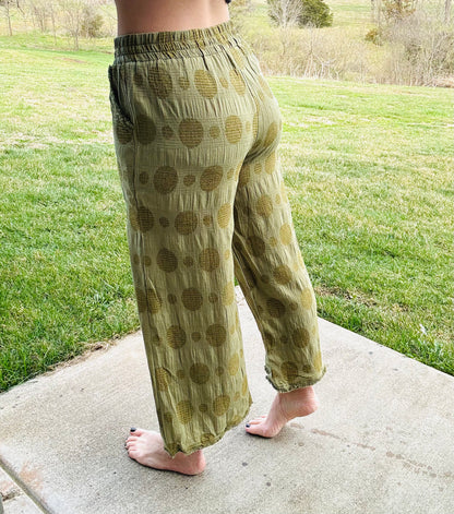 Olive Swiss Dot Pants