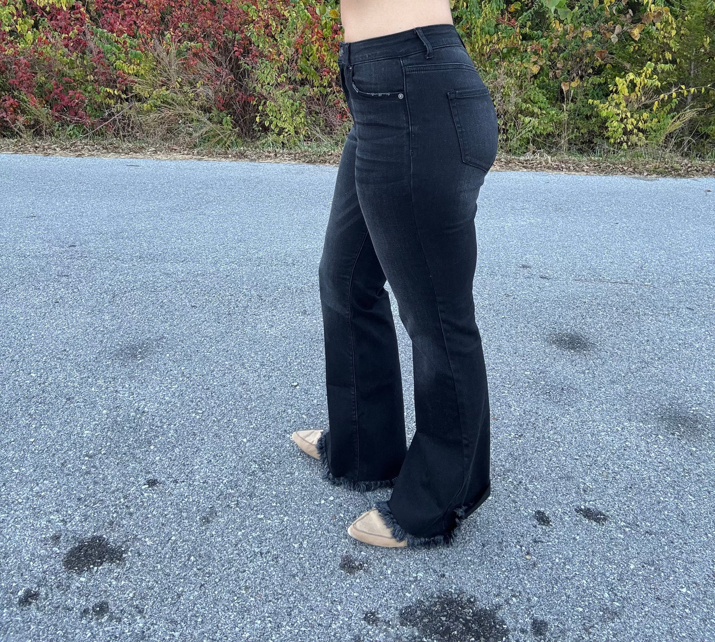 Zenana black denim flares