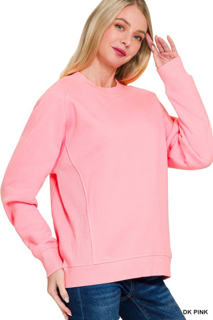 Zenana ribbed sided sweatshirt - multiple colors