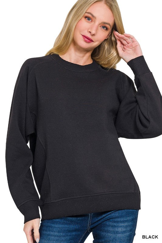 Zenana ribbed sided sweatshirt - multiple colors