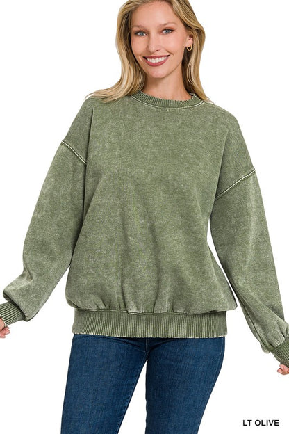 Zenana acid washed oversized sweatshirt