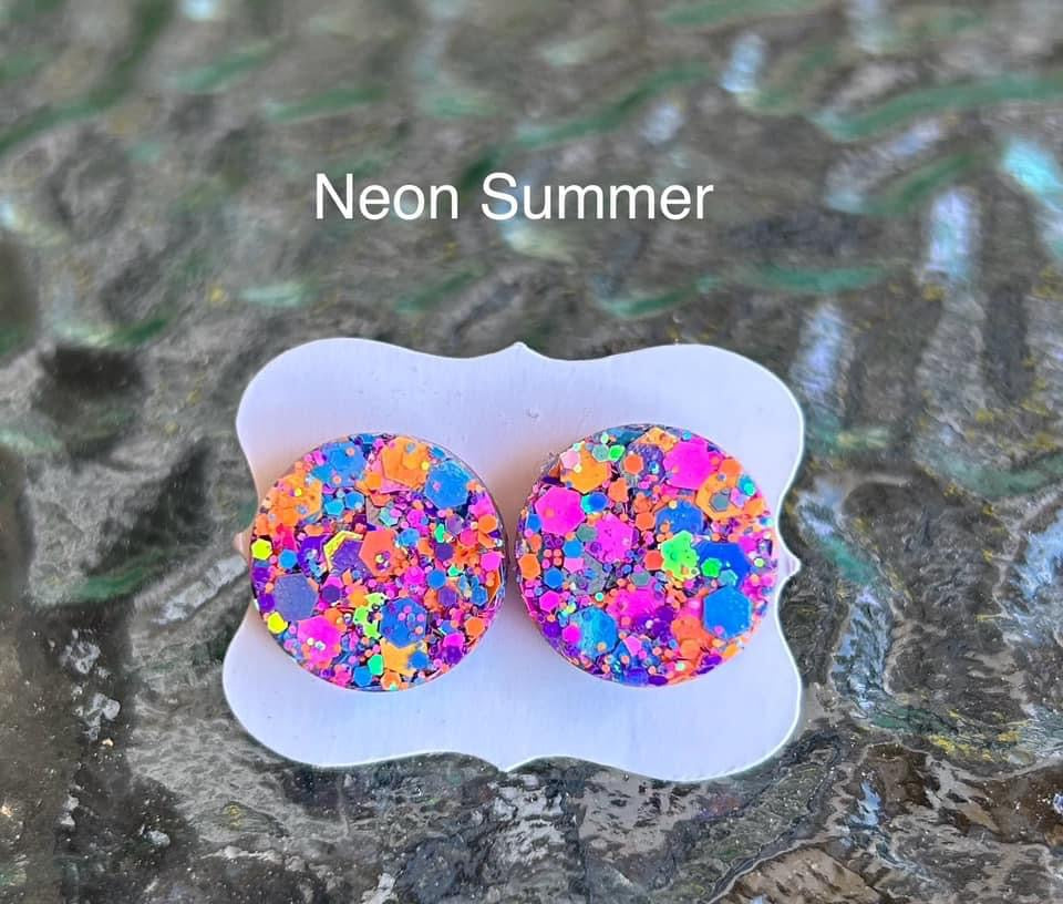 Summer glitter stud earrings