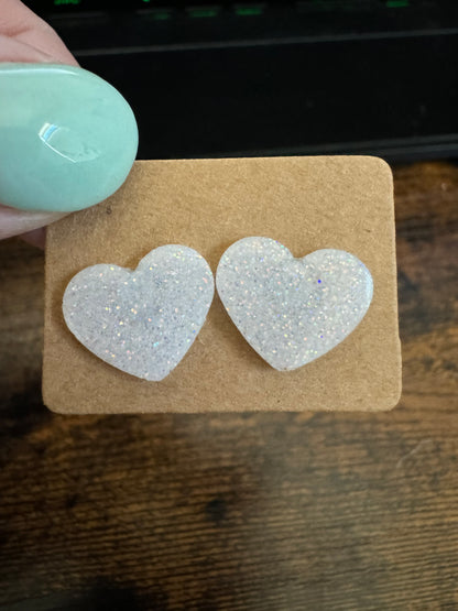 Glitter heart Earring Studs