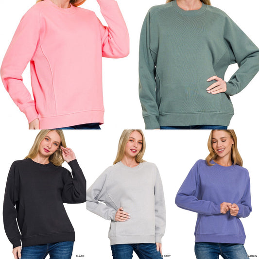 Zenana ribbed sided sweatshirt - multiple colors