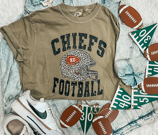 Chiefs Leopard Helmet Tee