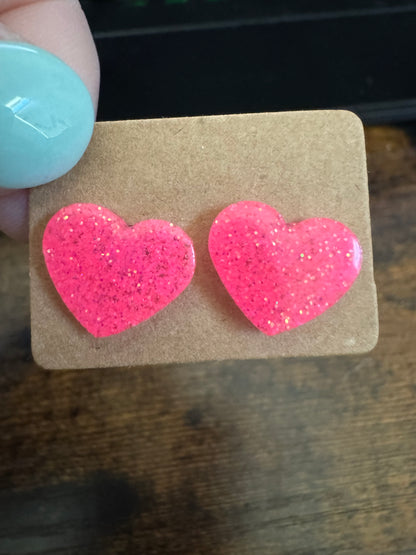 Glitter heart Earring Studs