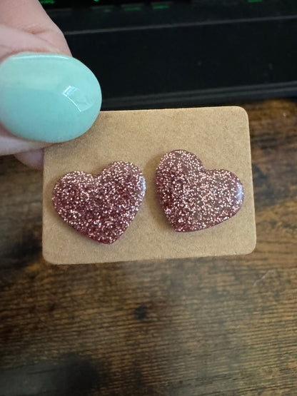 Glitter heart Earring Studs