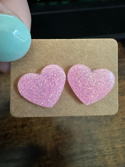 Glitter heart Earring Studs