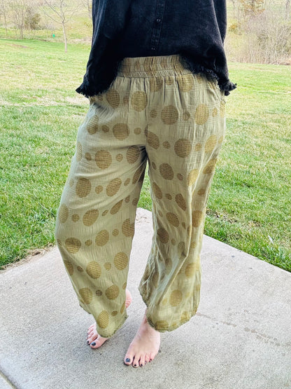 Olive Swiss Dot Pants