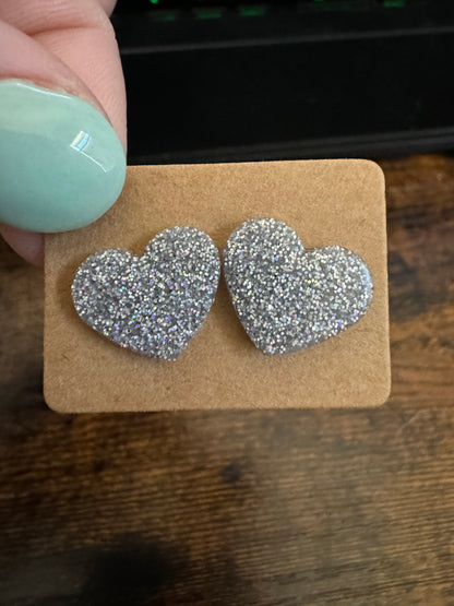 Glitter heart Earring Studs