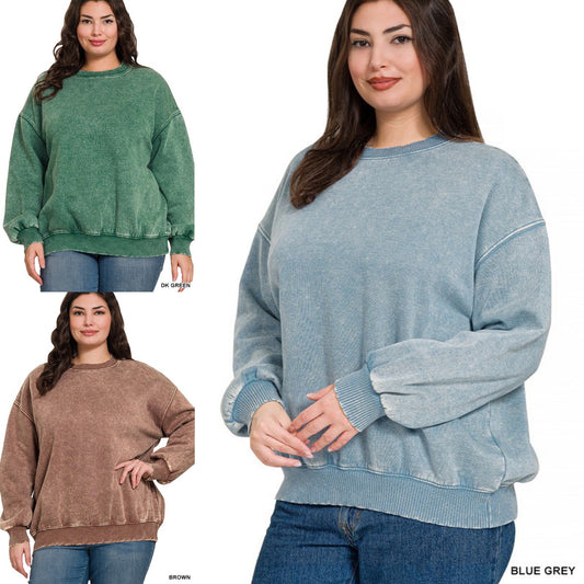 Curvy Zenana acid washed oversized sweatshirt