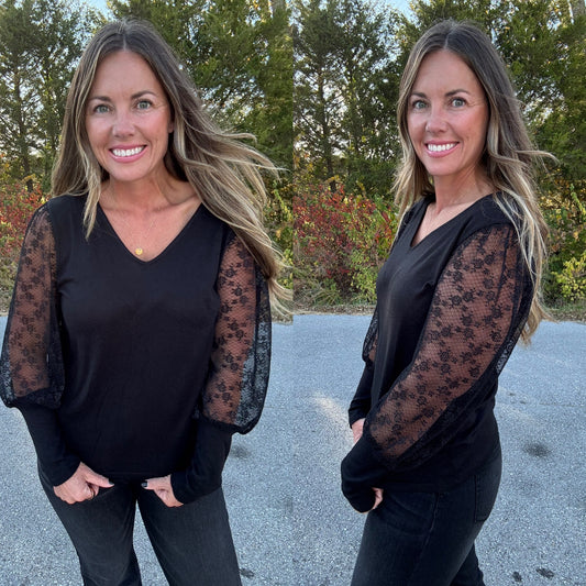 Feeling It Floral Lace Sleeve Top