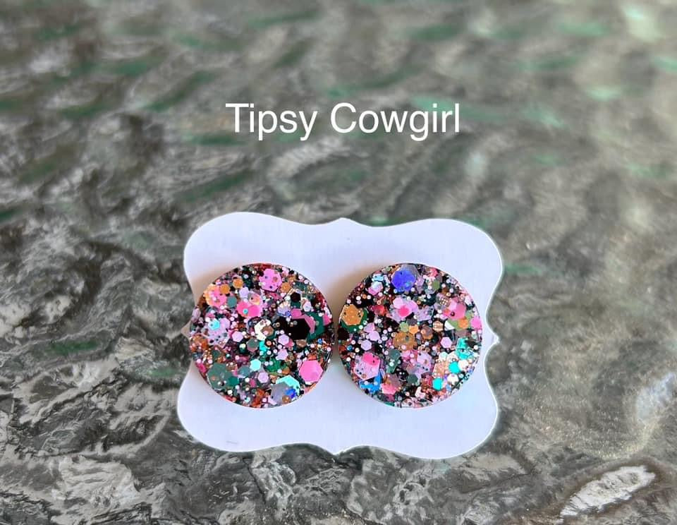 Summer glitter stud earrings